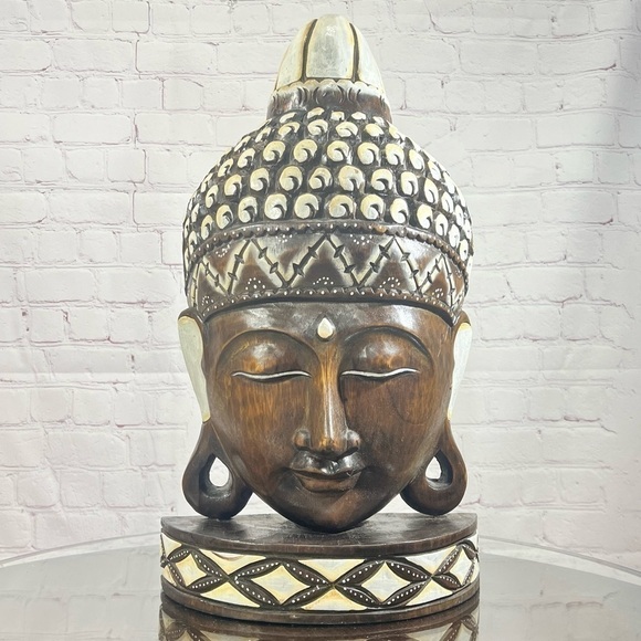 BUDDHA HEAD hard wood decor! Light weight but very hardy and durable. Large - Picture 1 of 13